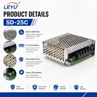 Convertisseur DC-DC SD-25C 25W 5V 12V 24V à sortie unique, large plage d'entrée 36-72VDC, alimentation industrielle régulée à découpage