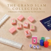 Designer geïnspireerde kersenbloesemroze klassieke Amerikaanse luxe moderne Mahjong set, 160 premium acrylstenen, voor 4 spelers, unisex