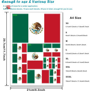 Pegatinas Impermeables Personalizadas con Banderas de Varios Países, Pegatinas de <span class=keywords><strong>la</strong></span> Bandera Mexicana de 21x29.7cm para Decoración - Product Image 6