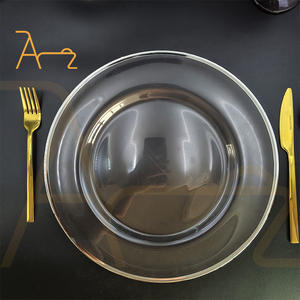 الأكثر مبيعًا أواني 13 بوصة فضة حافة لوحة زجاجية شفافة يمكن تخصيصها مع أنماط أخرى لحفلات الزفاف - Product Image 3