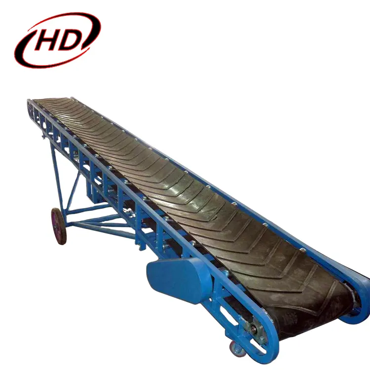Adjustable height rubber belt conveyor for cargo/ship loader conveyor belt