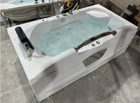 Baignoire en acrylique blanc avec jets d'hydromassage, drain et robinet inclus, pour usage intérieur ou hôtelier