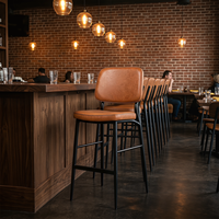 Chaises de bar modernes en cuir pour restaurants commerciaux, avec structure en fer, pour salles à manger, centres commerciaux, pubs, îlots de cuisine, maisons et hôtels
