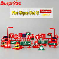Mini Panneaux de Signalisation Routière Anglais Russe, Kit de Modèles de Panneaux de Rue, Diorama, Décoration de Scène Urbaine, Accessoires pour Voitures Jouets