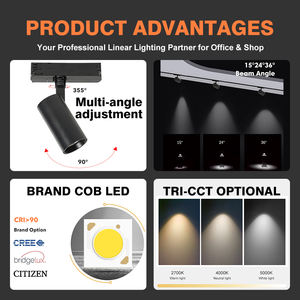 Système de <span class=keywords><strong>rail</strong></span> d'éclairage commercial Offres Spéciales salle d'exposition d'hôtel 15 20 25 30 35 40 watts a mené la <span class=keywords><strong>lampe</strong></span> de voie blanche noire - Product Image 2