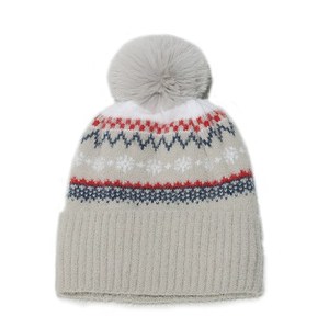 Automne/Hiver Bohème Géométrique Losange Tricoté Chapeau Doublure Intérieure et Épaisse <span class=keywords><strong>Synthétique</strong></span> Sable <span class=keywords><strong>Fourrure</strong></span> Large Bords avec <span class=keywords><strong>Pompon</strong></span> Bonnets - Product Image 6