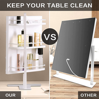 Wholesale Smart Large Square Magnifying 12 LED Display Screen Glass Desktop Cosmetics Mirror Storage Rack Metal Personalized