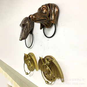 Juego de 4 golpeadores de puerta con cabeza de animal, de resina sintética, decoración para el hogar, montaje en pared, diseño de murciélago y perro, estilo tradicional - Product Image 4