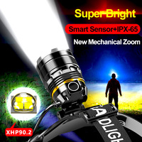Potente Linterna Frontal LED de 1000 Lúmenes P70 con Zoom, Recargable con Batería 2*18650 Tipo C, para Camping