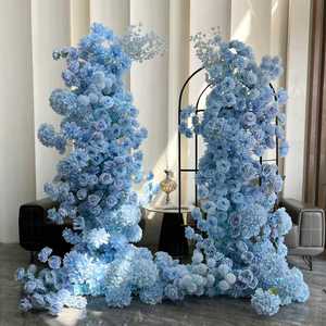 Rangée de fleurs artificielles rose, cerisier, hortensia pour toile de fond de mariage, décoration de scène et ornement de sol - Product Image 3