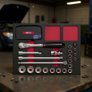 <b>Socket</b> Set 1/4 Inch Drive 12 Pc Metric With Ratchet And <b>Extension</b> Bars For Automotive Repair - Product Image 3