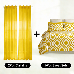 Wholesale 2800 Series Breathable Microfiber Fabric 6 Pcs King Luxury Eco-Friendly Bed <strong>Sheet</strong> With Sheer Curtain Bedding Set - Product Image 2