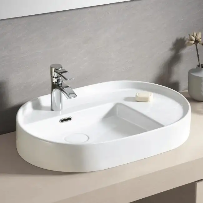 Sıhhi tesisat beyaz sanat lavabo banyo seramik küçük yıkama havzası damla havzası