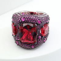 Bague en argent Sterling 925, luxe, zircone cubique, épaisse, pierres précieuses, bijoux turcs pour femmes