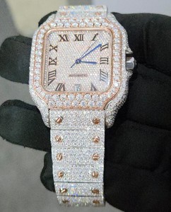 นาฬิกาอัตโนมัติสแตนเลสสตีลทรงสี่เหลี่ยมขนาด 40 มม. ประดับเพชรโมอิสซาไนต์หรูหรา พร้อมหน้าปัดกระจก ดีไซน์ฮิปฮอปสั่งทำพิเศษ - Product Image 4