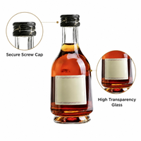 Mini Botella de Vidrio para Licor de 50 ml, Botella Pequeña Personalizada para Bebidas Espirituosas con Tapa de Rosca para Whisky, Brandy, Coñac, Embalaje de Alcohol