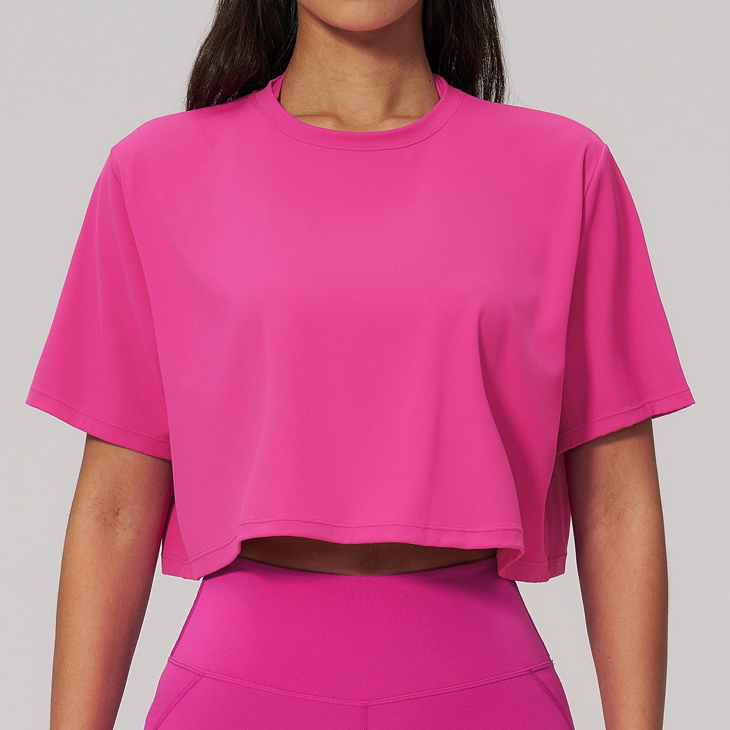 Crop Top Women's Yoga Tee Loose Relaxed Fit Short Sleeve Quick Dry Running Top Breathable Running Fitness Shirt 7 Colors