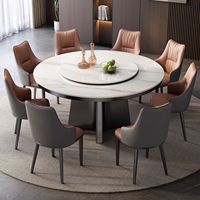 Ensemble de table et chaises de salle à manger rondes en marbre de luxe moderne, 4, 6 ou 8 places, pour cuisine, salle à manger, salon, design de mobilier complet en métal