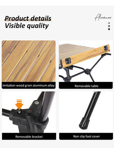 Outdoor <b>Portable</b> Compact Egg Roll Aluminum Alloy Roll-Up Folding Ultralight Camping <b>Table</b> With Storage Bag - Product Image 6