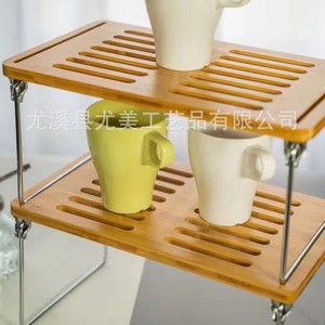 Bamboo multi-layer <b>vegetable</b> rack, suitable for hot pot restaurant kitchens, and as a draining rack for restaurant bathrooms. - Product Image 4