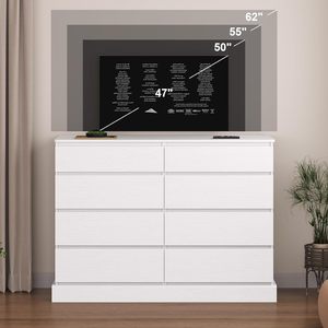 שידה ארוכה עם 8 מגירות, 51.5 'w עץ השידה של 8 מגירות, ארון בגדים קיבולת גדולה, - Product Image 4