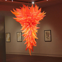 Lustres Longree Chihuly en verre rouge soufflé à la main style Murano, décoration artistique, luminaires suspendus en verre soufflé à la main