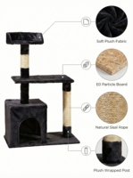 Structure d'escalade pour chat en velours multi-niveaux, durable et écologique, avec poteaux à gratter en sisal et tour d'escalade en peluche pour chatons et chats adultes