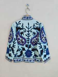 Chaqueta de Terciopelo con Bordado de Encaje Floral, Estilo Bohemio, Abrigo Indio de Invierno, Ropa de Fiesta, Prenda Exterior Festiva, Regalo para Esposa - Product Image 2