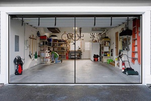 Kit de porte magnétique pour <span class=keywords><strong>garage</strong></span> 16x7 pieds, moustiquaire mains libres, écran de porte et de fenêtre en fibre de verre, <span class=keywords><strong>garage</strong></span> et remise, noir CN;HEB - Product Image 3