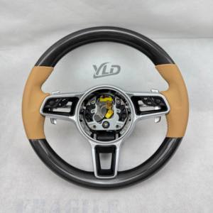 Volant plat en cuir véritable au <span class=keywords><strong>prix</strong></span> d'usine YLD pour <span class=keywords><strong>Porsche</strong></span> Mancan Panamera Cayenne 911 718 991, volant personnalisé - Product Image 4
