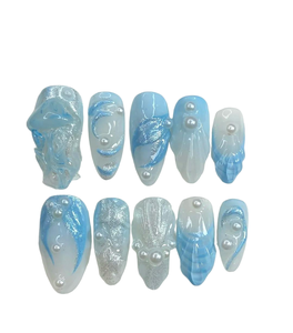 2025 nuevas <span class=keywords><strong>uñas</strong></span> de prensa francesas hechas a mano personalizadas 3D diseñador flor fresa almendra moda mujer manicura Decoración - Product Image 6