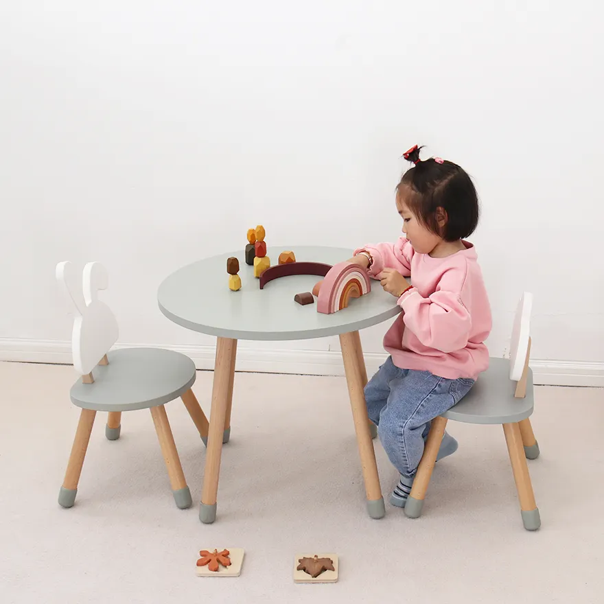 Nursery School Wooden Preschool Furniture Toddler Wooden Table Kindergarten Table and Chair Set for Children