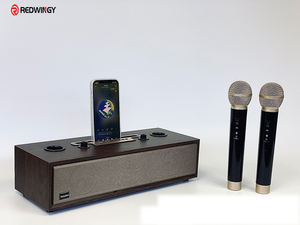 <span class=keywords><strong>Enceinte</strong></span> sans fil stéréo pas chère avec caisson de basses, <span class=keywords><strong>enceinte</strong></span> sans fil en bois avec double microphone, <span class=keywords><strong>support</strong></span> de téléphone portable <span class=keywords><strong>DIY</strong></span>, karaoké à domicile - Product Image 3