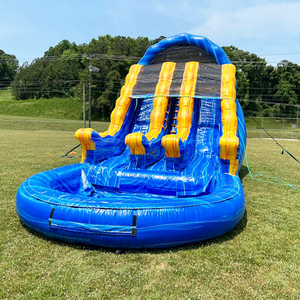 Outdoor kids party jumping bouncer castle commercial water slide <b>inflatable</b> with swimming pool - Product Image 1