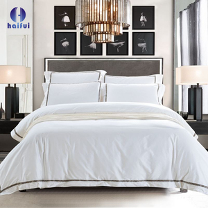 Blanco puro 100% algodón King Size Juego de cama de Hotel 3 4 5 estrellas Suministros de hotel Sábana de hotel suave - Product Image 2