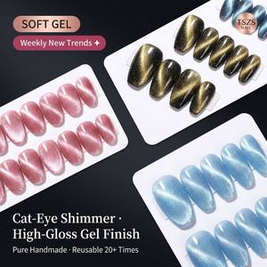 Uñas Postizas TSZS al por Mayor, Diseño Ojo de Gato Brillante, Hechas a Mano, 10 Piezas, Multicolores, Forma Almendrada, Uñas Falsas - Product Image 3