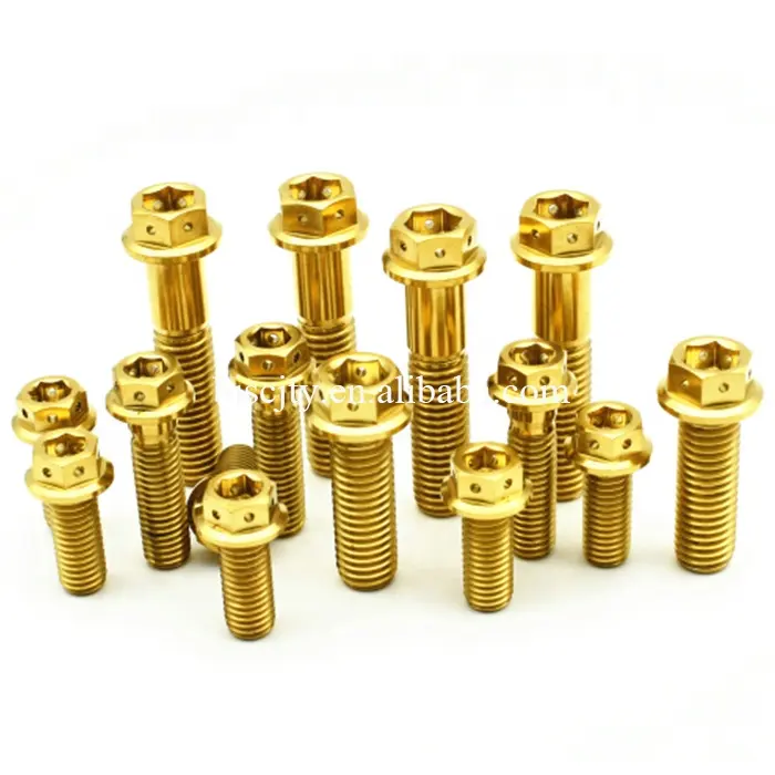 High quality Titanium gold hex flange head bolt for motorcycle