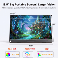 Moniteur portable de 18,5 pouces, panneau LCD IPS, FHD 1080P, 120 Hz, compatible avec le montage VESA, pour le jeu et le travail de bureau