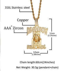 Colgante Estilo Hip Hop Punk Death Row, Chapado en Oro, Micro Pavé, Estilo Pareja, Joyería Fina Europea Personalizada - Product Image 5