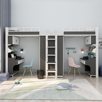 Lit superposé moderne en fer avec bureau et armoire - Lit de dortoir pour l'école, l'hôtel, l'hôpital, l'appartement et la chambre à coucher