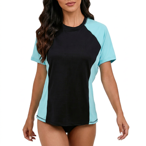 Custom <b>Women's</b> Adult Quick Dry Rash Guard Short Sleeve UPF 50+ <b>Swim</b> <b>Shirt</b> Breathable Surfing Water Sports Athletic Training - Product Image 1
