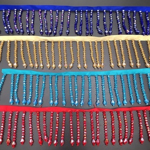 May ren Ribbon vải thủy tinh đính cườm ren <span class=keywords><strong>TRIM</strong></span>, DIY Rèm phụ kiện may mặc pha lê bicone đính cườm rìa <span class=keywords><strong>TRIM</strong></span> - Product Image 1