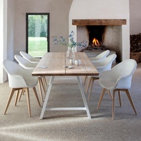 Ensemble de chaises de jardin en teck et en rotin confortables et imperméables modernes pour les restaurants