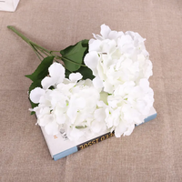 Grosir 5 kepala Hydrangea buatan kain sutra merah muda Hydrangea bunga Premium Flores dekorasi rumah untuk pernikahan
