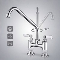 Robinet de cuisine moderne en laiton chromé à double poignée, débit d'eau fluide, bec pivotant à 360°, cartouche céramique, montage sur comptoir, pour hôtel