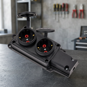 Prise de courant industrielle IP44 16A 250V 2 prises Schuko monophasée avec mise à la terre - Product Image 3