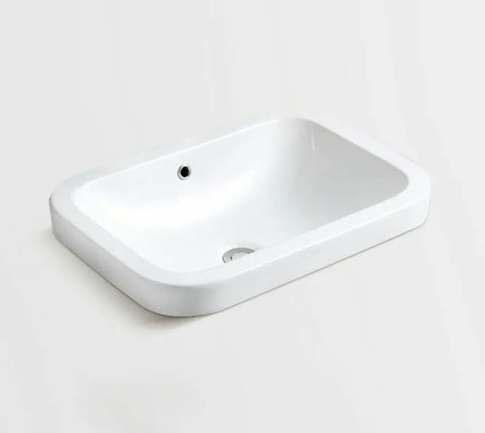 Design di forma rettangolare nel lavabo da bagno In ceramica da appoggio