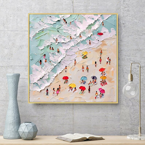 Peinture de natation de côte heureuse 3D peinture de foule d'art de côte d'été abstraite - Product Image 4