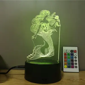 Un regalo imprescindible para un niño: una sirena bonita luz 3D nocturna con mando A distancia