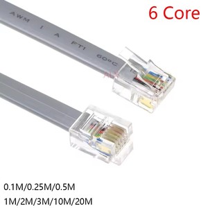 Câble de liaison gris DIY 6 conducteurs pour <span class=keywords><strong>robot</strong></span> jouet <span class=keywords><strong>NXT</strong></span> EV3, câble de données, ligne téléphonique six conducteurs, prise modulaire téléphonique RJ11 6P6C 6 broches - Product Image 1